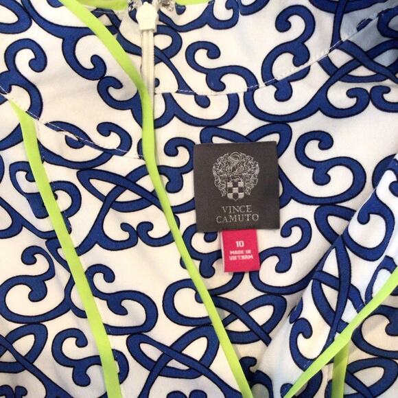 VINCE CAMUTO Sleeveless Scroll Print Tunic Sheath Midi Dress size 10 - Picture 5 of 5